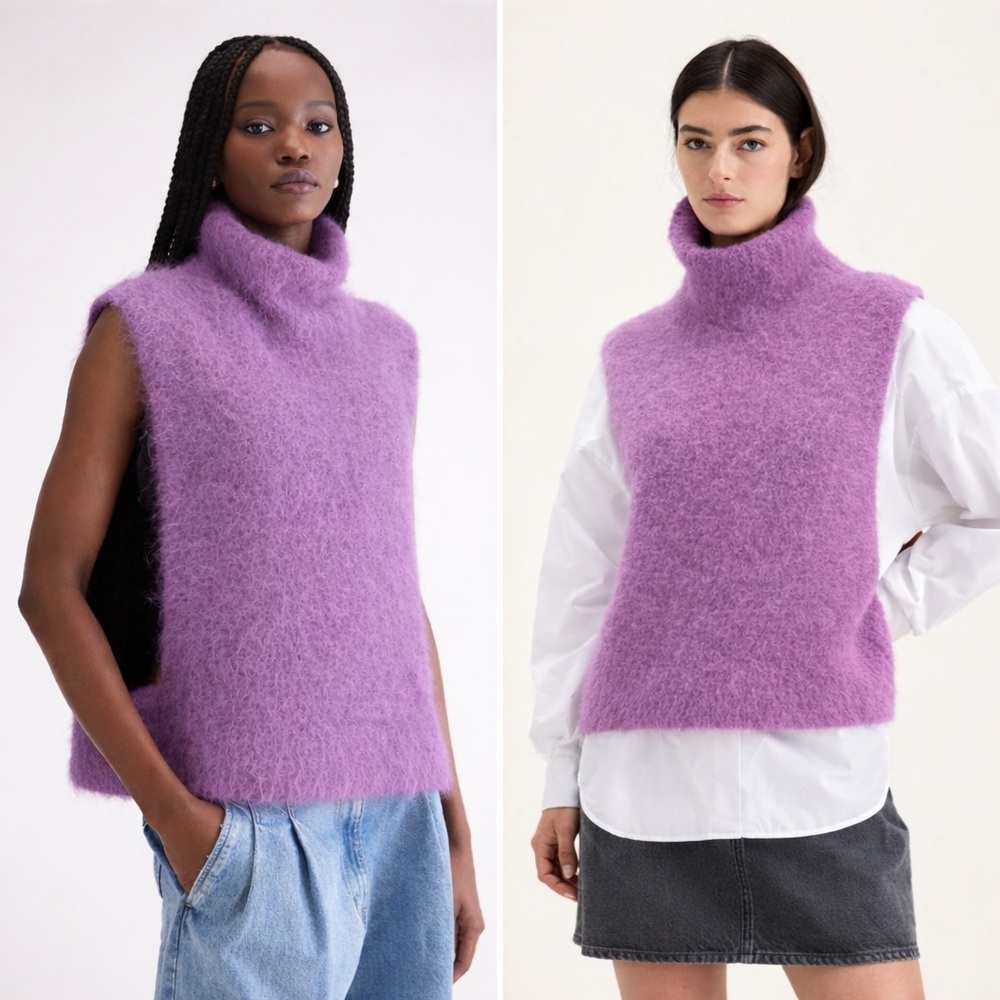 Bellerose Alpaca Blend Open Side Turtleneck Vest